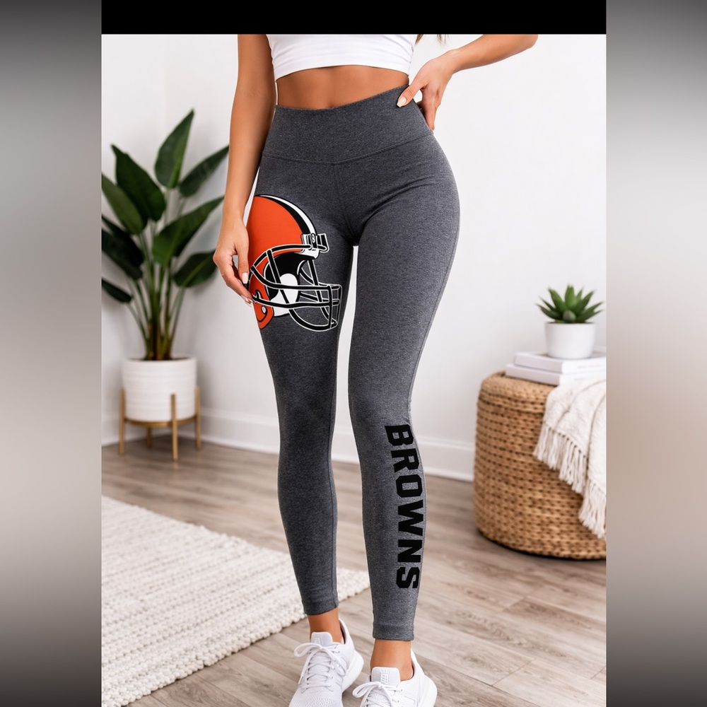 Cleveland Browns Leggings Womens Small NFL Football Gray Athletic Leggings